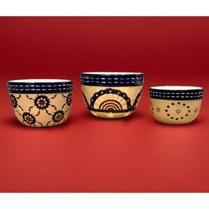 THT Designs Patriotic Ceramic Nesting Bowls Set of 3 Stars Stripes Americana